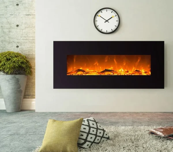 Glow Fire Elektrokamin 'Mars' | LED Wandkamin in schwarz mit Heizung (1500 W) | HxBxT: 55x126x13,6 cm – Bild 2