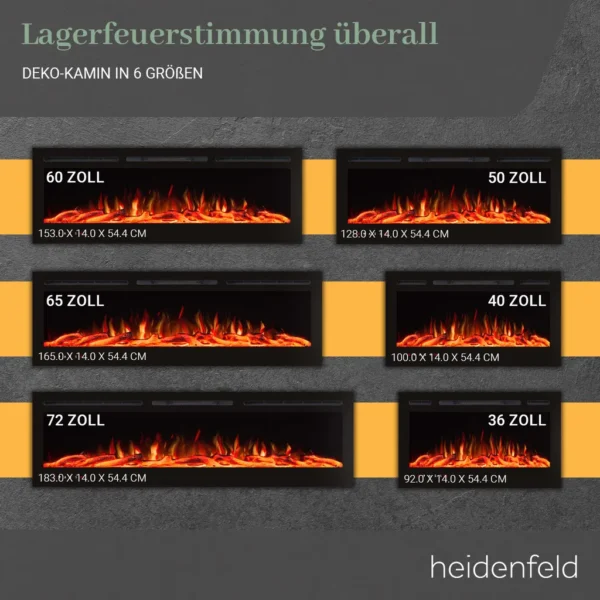 Heidenfeld Elektrokamin HF-WK200, 10 auswählbare LED-Farben – Bild 4