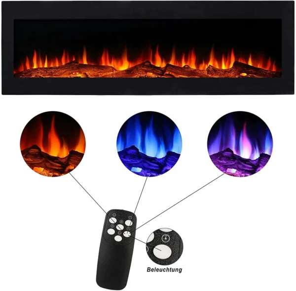 El Fuego® Elektrokamin BOZEN inkl. Fernbedienung mit energiesparender LED-Beleuchtung, Einbaukamin, 150 cm – Bild 4