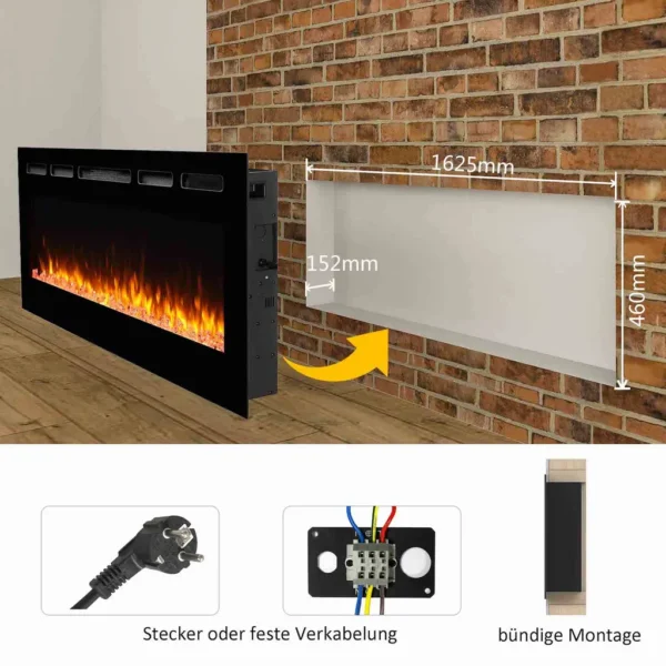 RICHEN Fiamma 68" Elektrokamin - Elektrischer Einbaukamin mit Heizung 1000/2000 W – Bild 4