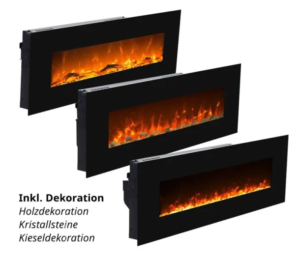 Glow Fire Elektrokamin 'Mars' | LED Wandkamin in schwarz mit Heizung (1500 W) | HxBxT: 55x126x13,6 cm – Bild 5