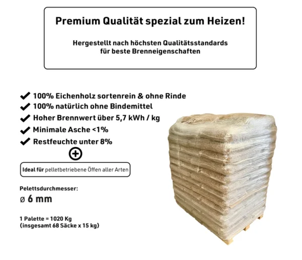 Hartholz Pellets 6 mm 100% Eiche – Bild 2