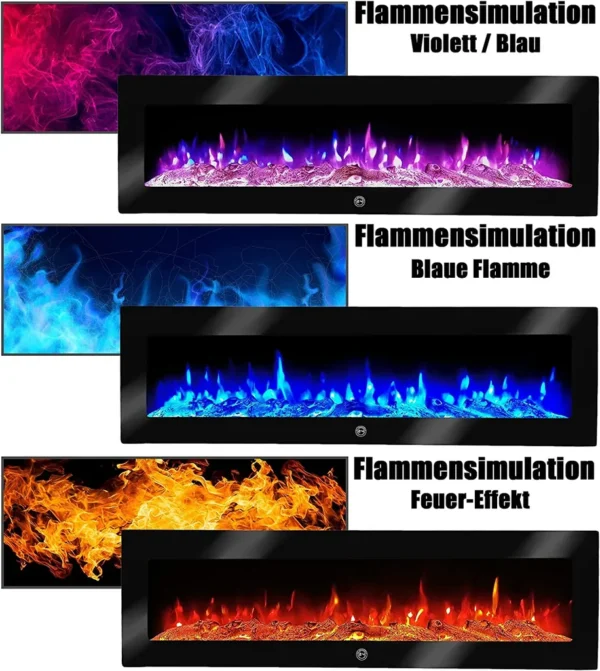Elektrokamin Wandkamin mit LED Flammensimulation - Farbwechsel - inkl – Bild 4