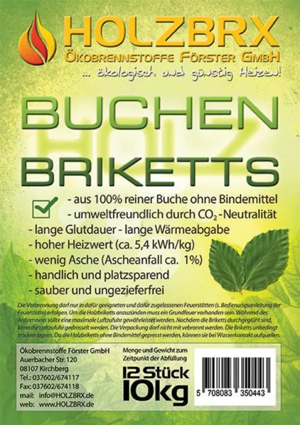 RUF Holzbriketts aus BUCHE 96x10kg Briketts, 960kg gesamt – Bild 3