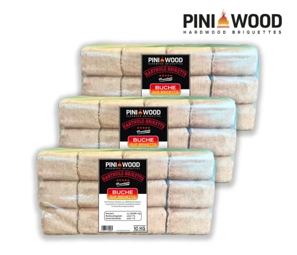 PINI 30 kg Holzbriketts 100% Buche Hartholzbriketts – Bild 2