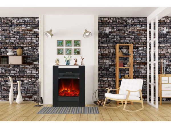 EL Fuego Elektrokamin Tessin Schwarz mit Heizung dimmbar 1,8 kW – Bild 11
