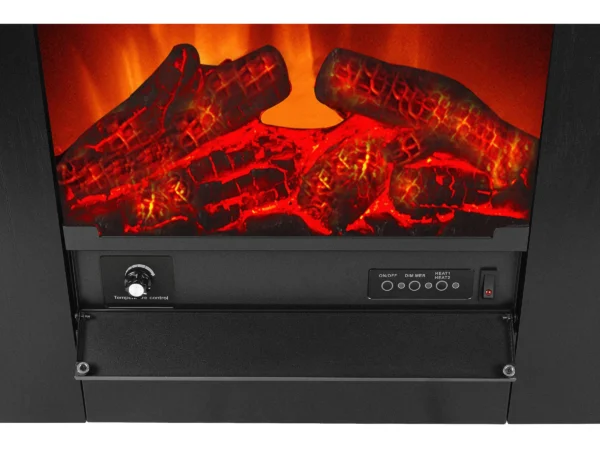 EL Fuego Elektrokamin Tessin Schwarz mit Heizung dimmbar 1,8 kW – Bild 4