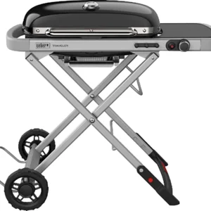 Weber Camping-Gasgrill Traveler mit 1 Brenner und Rollwagen Schwarz