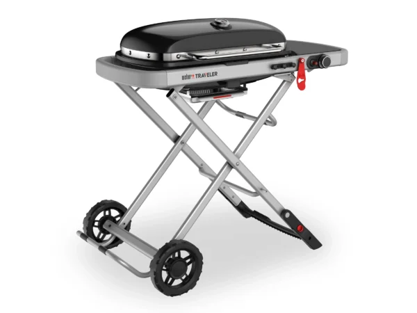 Weber Camping-Gasgrill Traveler mit 1 Brenner und Rollwagen Schwarz – Bild 3