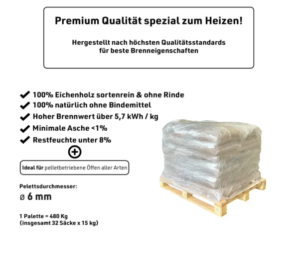 Hartholz Pellets 6 mm 100% Eiche – Bild 3