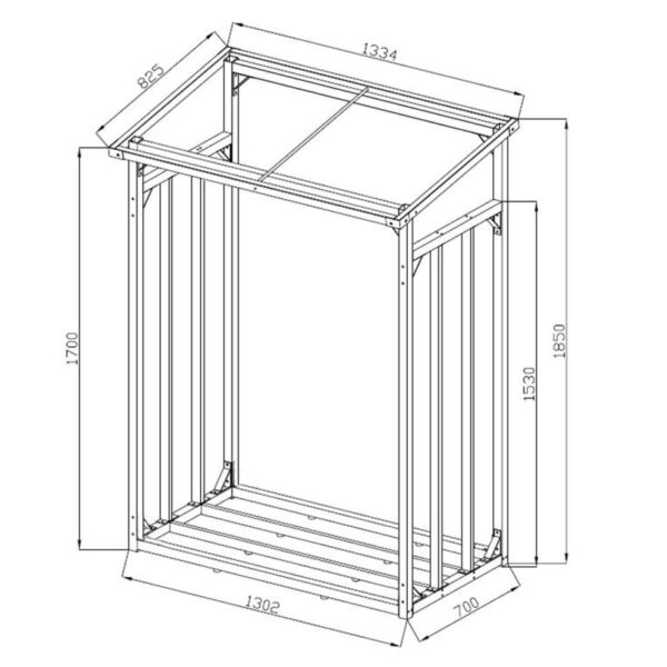 ALUMINIUM Kaminholzregal 130 x 70 x 185 cm Garten Kaminholzunterstand 1,6 m³ – Bild 7