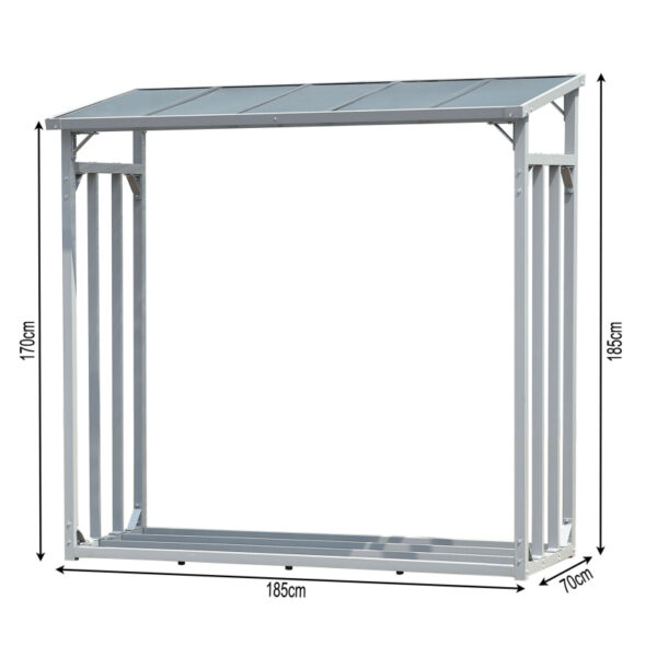 ALUMINIUM Kaminholzregal XXL 185 x 70 x 185 cm Garten Kaminholzunterstand 2,3 m³ Kaminholzlager Stapelhilfe Aussen – Bild 2