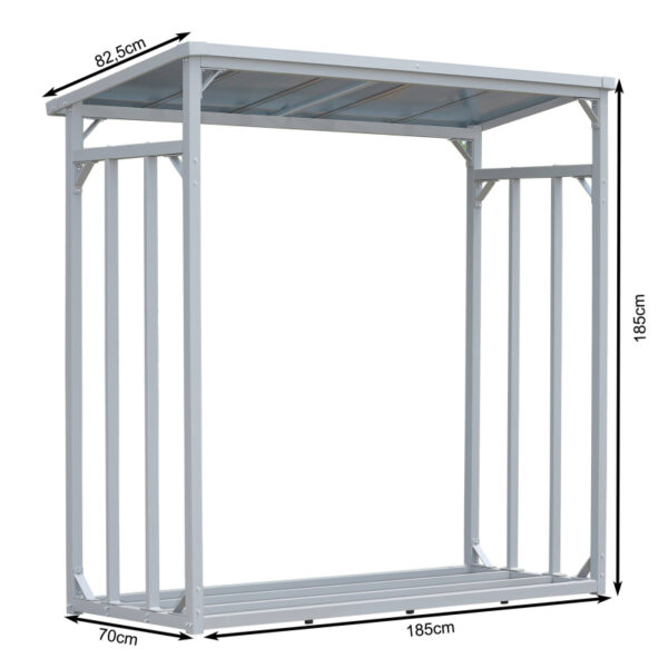 ALUMINIUM Kaminholzregal XXL 185 x 70 x 185 cm Garten Kaminholzunterstand 2,3 m³ Kaminholzlager Stapelhilfe Aussen – Bild 7