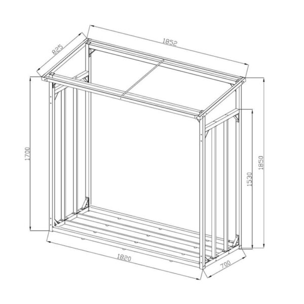 ALUMINIUM Kaminholzregal XXL 185 x 70 x 185 cm Garten Kaminholzunterstand 2,3 m³ Kaminholzlager Stapelhilfe Aussen – Bild 8
