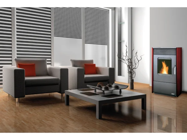 Rowi Pellet-Heizofen Easy Premium 9 kW Schwarz-Bordeauxrot EEK: A+ – Bild 2