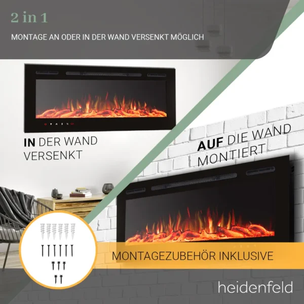 Heidenfeld Elektrokamin HF-WK200, 10 auswählbare LED-Farben – Bild 7