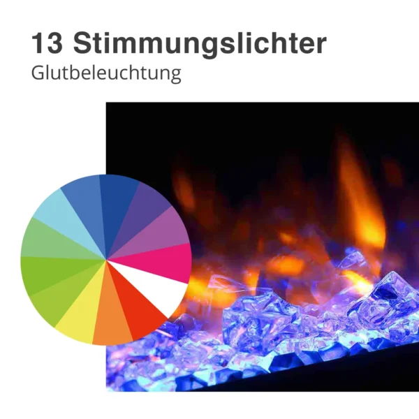 RICHEN Fiamma 68" Elektrokamin - Elektrischer Einbaukamin mit Heizung 1000/2000 W – Bild 5