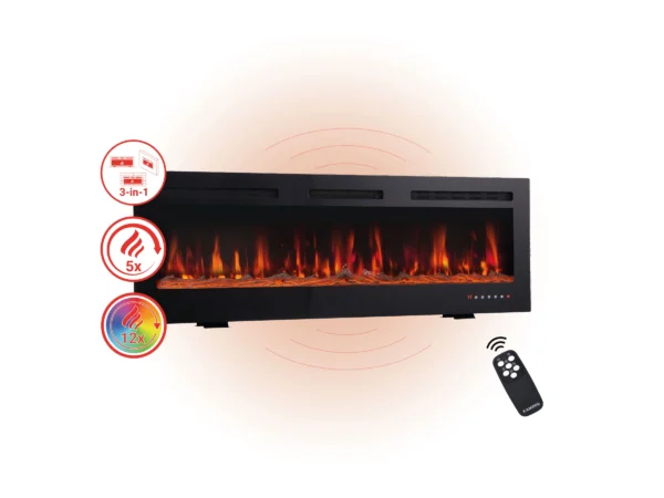 Kaminio Elektrokamin Marlon 3in1 Kamin Heizung 3D-Flammeneffekt 12 Flammen 42" – Bild 2