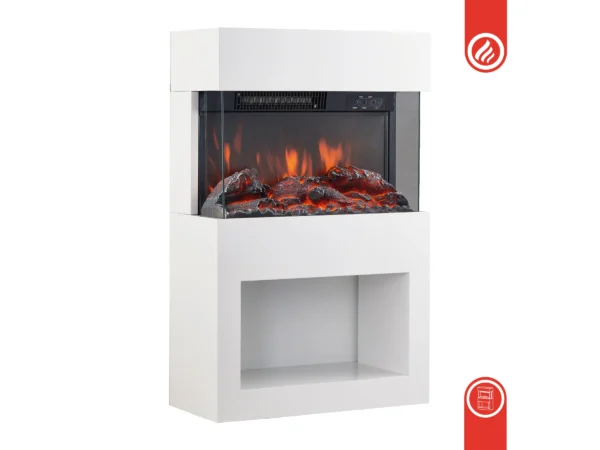 Kaminio Elektrokamin Henri Kaminofen Heizung 3D-Flammeneffekt Holzfach Weiß – Bild 3