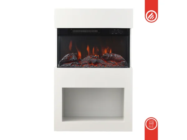 Kaminio Elektrokamin Henri Kaminofen Heizung 3D-Flammeneffekt Holzfach Weiß – Bild 5