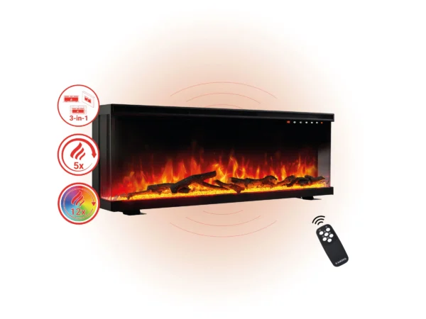 Kaminio Elektrokamin LEA 3in1 Kamin Panorama Heizung 3D-Effekt 12 Flammen 42" – Bild 3