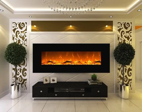 Glow Fire Elektrokamin 'Mars' | LED Wandkamin in schwarz mit Heizung (1500 W) | HxBxT: 55x126x13,6 cm – Bild 10