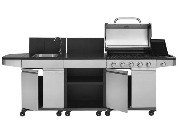 Justus BBQ Gasgrill-Küche Juno 5 Hauptbrenner und 1 Seitenbrenner Edelstahl – Bild 2