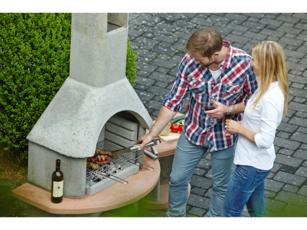 Buschbeck Grillkamin Carmen mit Tisch Grau-Terrakotta – Bild 2