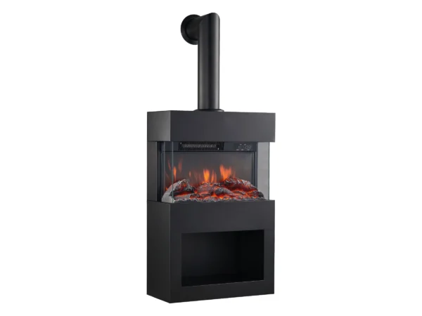Kaminio Elektrokamin Henri Kaminofen Heizung 3D-Flammeneffekt Rohr Schwarz