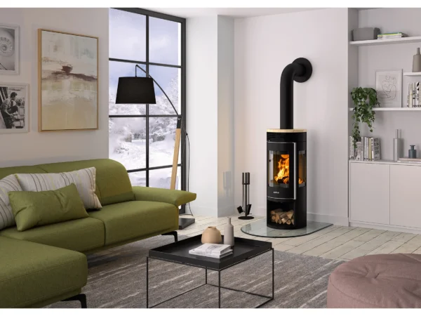 Justus Kaminofen Mino Trios 2.0 Stahl Schwarz Sandstein Holzoptik 5 kW EEK: A+ – Bild 4