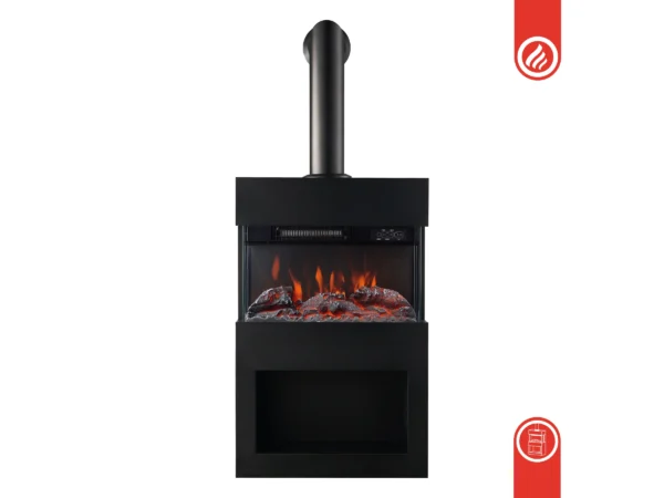 Kaminio Elektrokamin Henri Kaminofen Heizung 3D-Flammeneffekt Rohr Schwarz – Bild 4
