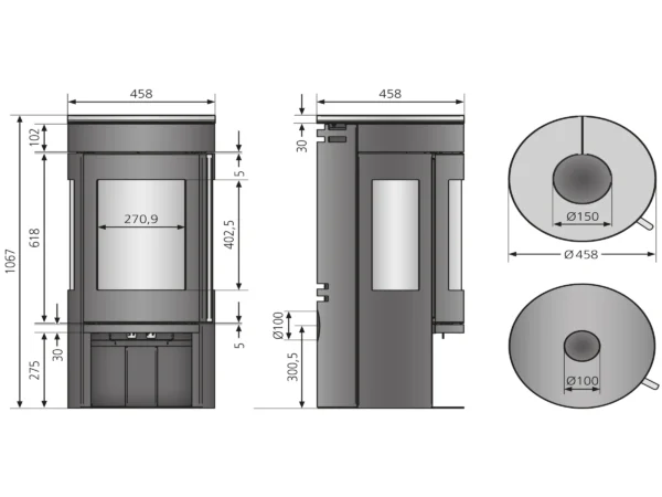 Justus Kaminofen Mino Trios 2.0 Stahl Schwarz Sandstein Holzoptik 5 kW EEK: A+ – Bild 6