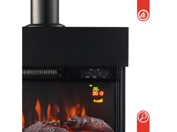 Kaminio Elektrokamin Henri Kaminofen Heizung 3D-Flammeneffekt Rohr Schwarz – Bild 8