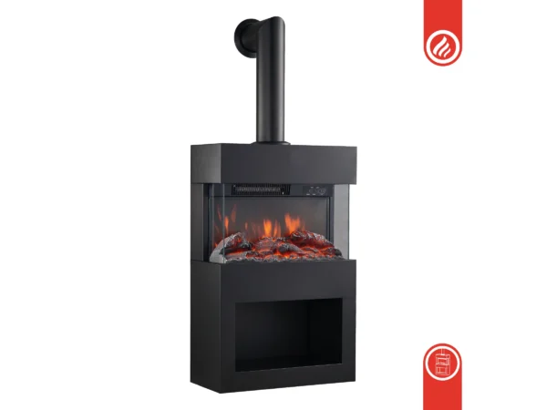 Kaminio Elektrokamin Henri Kaminofen Heizung 3D-Flammeneffekt Rohr Schwarz – Bild 9