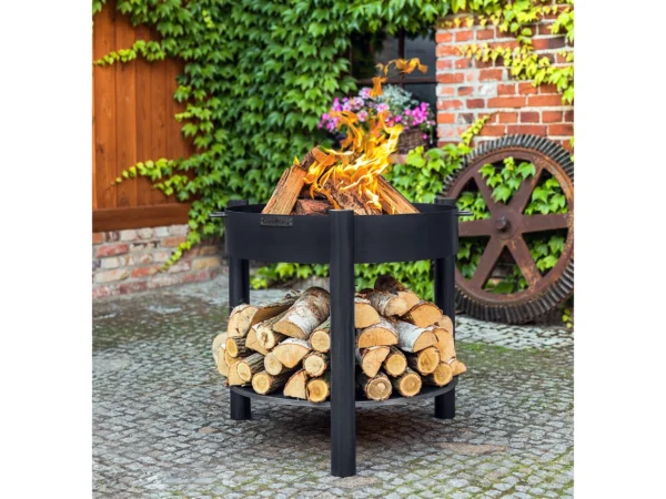 CookKing Feuerschale Stahl Montana Inkl. Holzlager Ø 80 cm x 80 cm Schwarz – Bild 2
