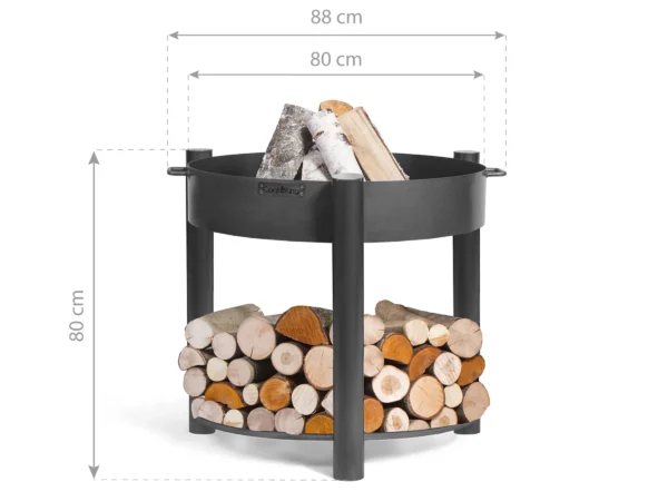 CookKing Feuerschale Stahl Montana Inkl. Holzlager Ø 80 cm x 80 cm Schwarz – Bild 4