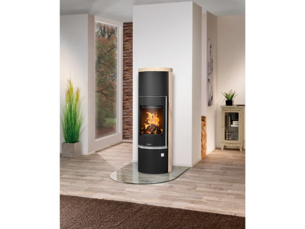 Justus Kaminofen Faro W+ 2.0 Stahl Schwarz mit Sandstein Holzoptik 7 kW EEK: A+ – Bild 4