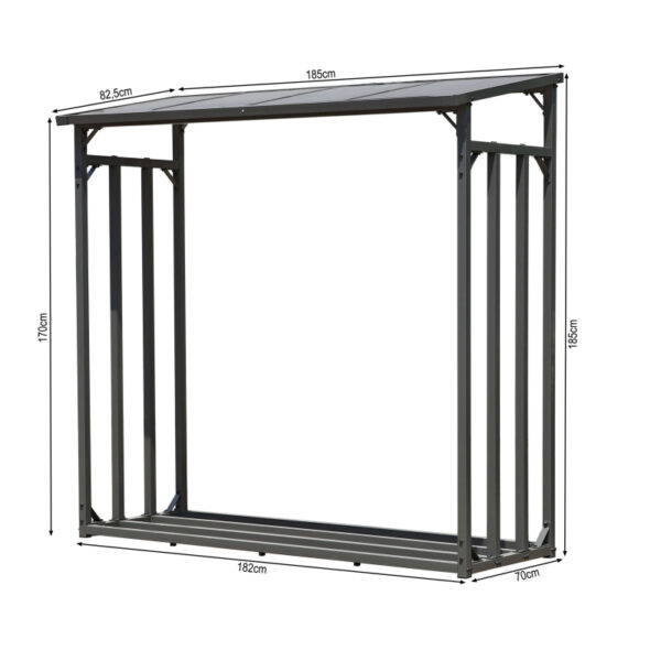 Metall Kaminholzregal Anthrazit XXL 185 x 70 x 185 cm Garten Kaminholzunterstand 2,3 m³ Kaminholzlager Stapelhilfe Aussen – Bild 3