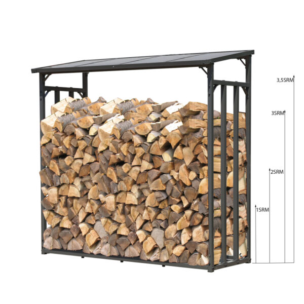 Metall Kaminholzregal Anthrazit XXL 185 x 70 x 185 cm Garten Kaminholzunterstand 2,3 m³ Kaminholzlager Stapelhilfe Aussen – Bild 4