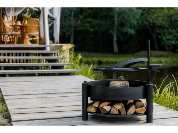 CookKing Feuerschale Stahl Montana X Inkl. Holzlager Ø 88 cm x 110 cm Schwarz – Bild 2