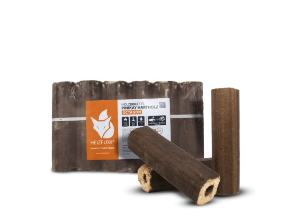 Heizfuxx Holzbriketts Pinikay Octagon 10kg x 96 Gebinde 960kg Palette – Bild 2