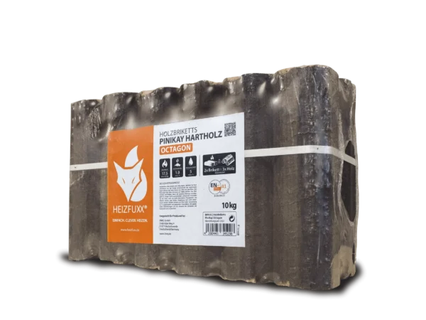 Heizfuxx Holzbriketts Pinikay Octagon 10kg x 96 Gebinde 960kg Palette – Bild 3