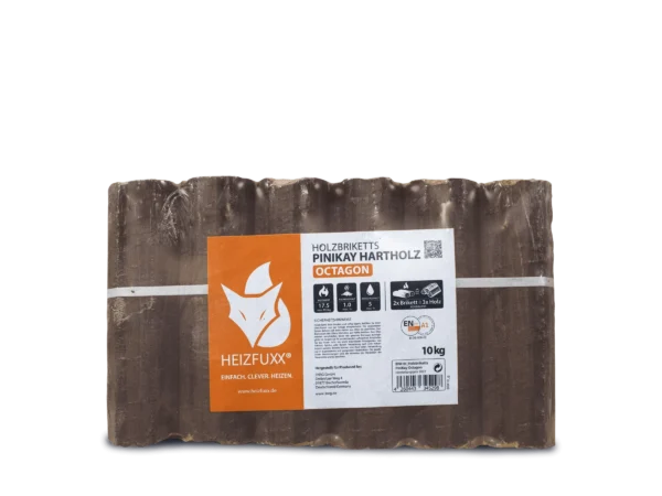 Heizfuxx Holzbriketts Pinikay Octagon 10kg x 96 Gebinde 960kg Palette – Bild 4