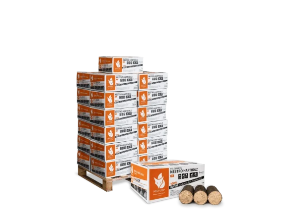 Heizfuxx Holzbriketts Nestro Hartholz m 12kg x 25 Karton 300kg Palette