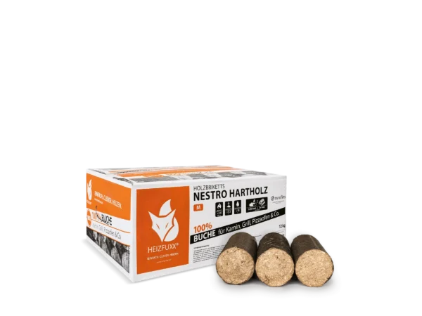 Heizfuxx Holzbriketts Nestro Hartholz m 12kg x 25 Karton 300kg Palette – Bild 4
