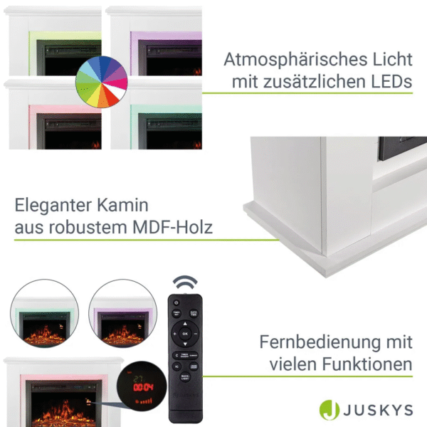 Juskys Elektrischer Kamin rechteckig weiß (51202) – Bild 11