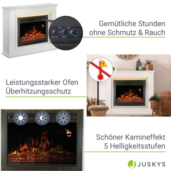 Juskys Elektrischer Kamin rechteckig weiß (51202) – Bild 12